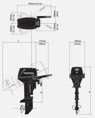  Лодочный мотор Tohatsu M 9,8В S (Тохатсу М 9,8Б) в интернет-магазине "Моторыбак"